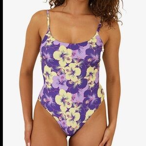 NWT Dippin' Daisy's Star One Piece Hibiscus Punch purple yellow floral 2X